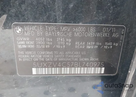 2011 BMW X5 xDrive35I from USA, damaged, VIN 5UXZV4C5ZBL740975